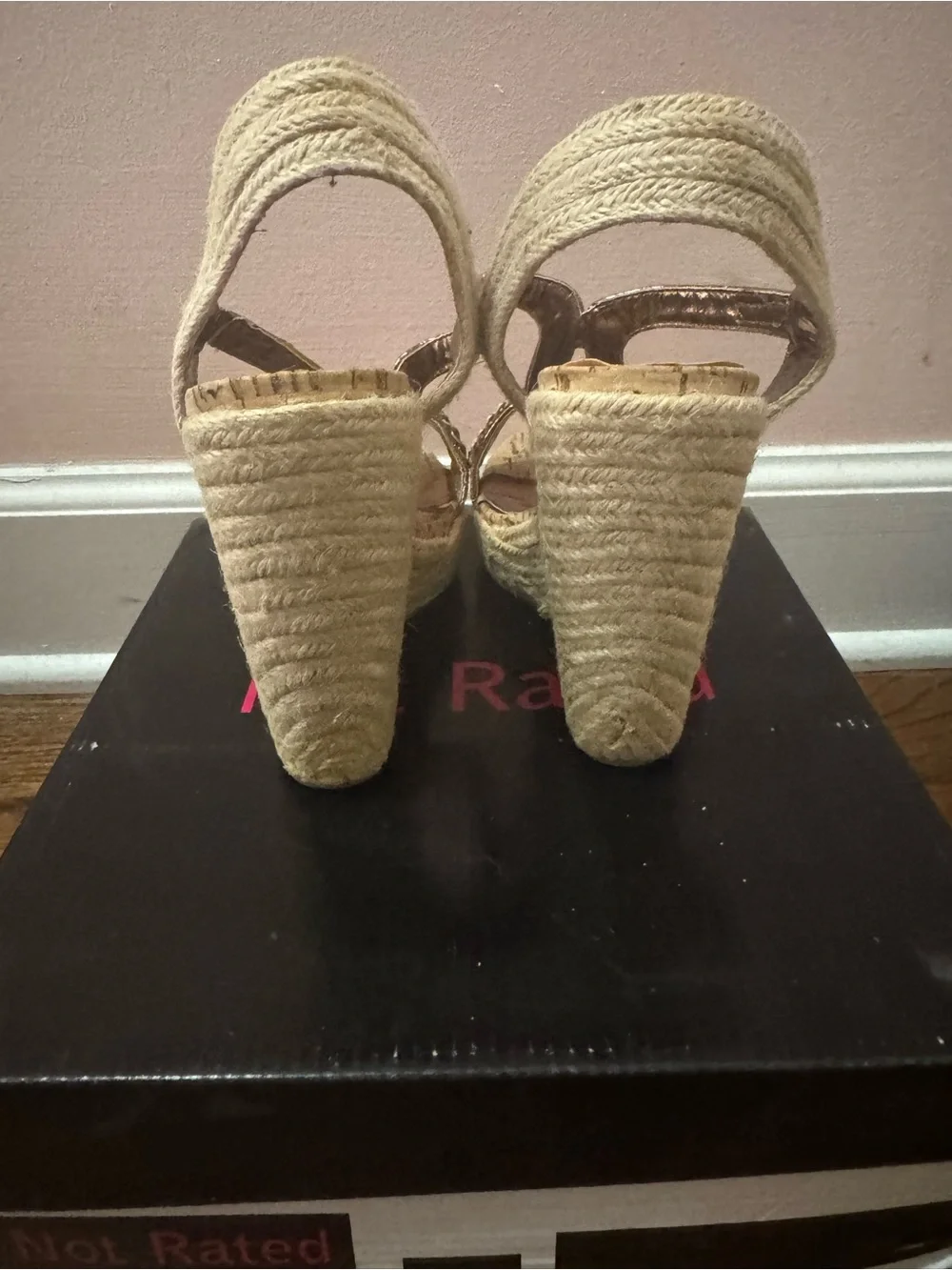 Not Rated Metallic Gold Embellished Wedge Sandals